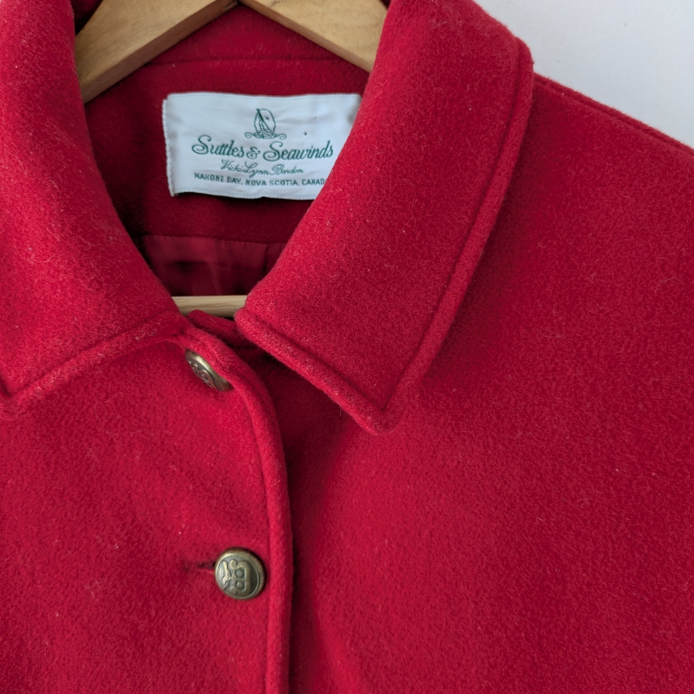 VTG Suttles & Seawinds 100% Wool Jacket Red Bronze Color Buttons Size Small - Picture 2 of 15